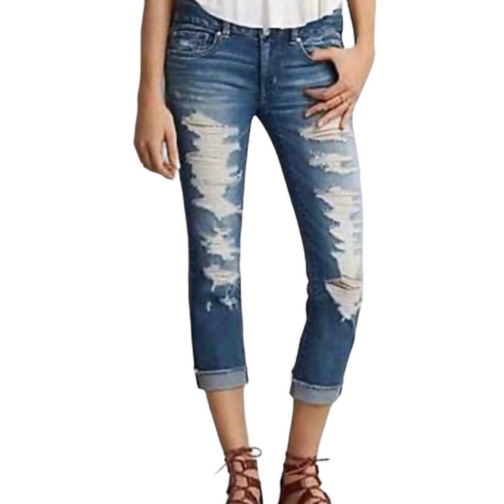 American Eagle Outfitters Destructed Artist Cropped Super Stretch Jeans 4